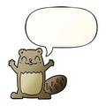 A creative cartoon beaver and speech bubble in smooth gradient style