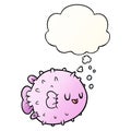 A creative cartoon blowfish and thought bubble in smooth gradient style