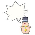 A creative cartoon business pig and speech bubble Royalty Free Stock Photo