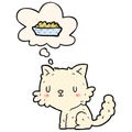 A creative cartoon cat and food and thought bubble in comic book style Royalty Free Stock Photo