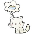 A creative cartoon cat and food and thought bubble in smooth gradient style Royalty Free Stock Photo