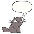 A creative cartoon cat looking right at you and speech bubble