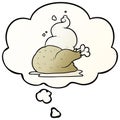 A creative cartoon cooked chicken and thought bubble in smooth gradient style