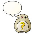 A creative cartoon curious bear and speech bubble in smooth gradient style