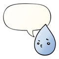 A creative cartoon cute raindrop and speech bubble in smooth gradient style Royalty Free Stock Photo