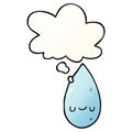 A creative cartoon cute raindrop and thought bubble in smooth gradient style Royalty Free Stock Photo