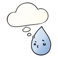 A creative cartoon cute raindrop and thought bubble in smooth gradient style Royalty Free Stock Photo