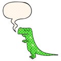 A creative cartoon dinosaur and speech bubble in comic book style Royalty Free Stock Photo