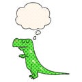 A creative cartoon dinosaur and thought bubble in comic book style Royalty Free Stock Photo