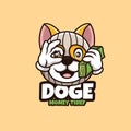 Creative Cartoon Doge Mascot Logo Money Thief Character