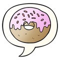 A creative cartoon donut and speech bubble in smooth gradient style