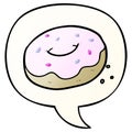 A creative cartoon donut and sprinkles and speech bubble in smooth gradient style