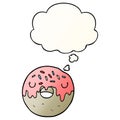 A creative cartoon donut and thought bubble in smooth gradient style