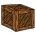 A creative cartoon doodle of a wooden crate