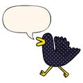 A creative cartoon duck running and speech bubble in comic book style Royalty Free Stock Photo