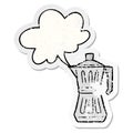 A creative cartoon espresso maker and speech bubble distressed sticker