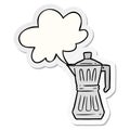 A creative cartoon espresso maker and speech bubble sticker