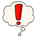 A creative cartoon exclamation mark and thought bubble in comic book style Royalty Free Stock Photo
