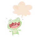 A creative cartoon frog frightened and speech bubble in retro textured style Royalty Free Stock Photo