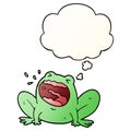 A creative cartoon frog shouting and thought bubble in smooth gradient style Royalty Free Stock Photo