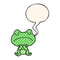 A creative cartoon frog waiting patiently and speech bubble in comic book style