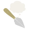 A creative cartoon garden trowel and thought bubble in retro style Royalty Free Stock Photo