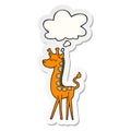 A creative cartoon giraffe and thought bubble as a printed sticker