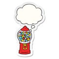 A creative cartoon gumball machine and thought bubble as a printed sticker Royalty Free Stock Photo