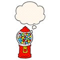 A creative cartoon gumball machine and thought bubble in comic book style Royalty Free Stock Photo