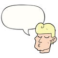 A creative cartoon handsome man and speech bubble Royalty Free Stock Photo