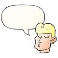 A creative cartoon handsome man and speech bubble in smooth gradient style Royalty Free Stock Photo
