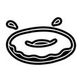 A creative cartoon icon drawing of an iced ring donut