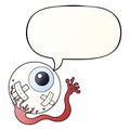 A creative cartoon injured eyeball and speech bubble in smooth gradient style