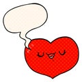 A creative cartoon love heart and speech bubble in comic book style Royalty Free Stock Photo