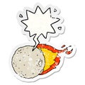 A creative cartoon meteorite and speech bubble distressed sticker