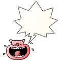 A creative cartoon obnoxious pig and speech bubble in smooth gradient style