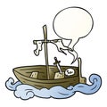 A creative cartoon old shipwrecked boat and speech bubble in smooth gradient style Royalty Free Stock Photo
