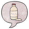 A creative cartoon pint of fresh milk and speech bubble in retro texture style