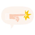 A creative cartoon pointing hand and speech bubble in retro style Royalty Free Stock Photo