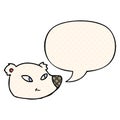 A creative cartoon polar bear face and speech bubble in comic book style Royalty Free Stock Photo