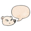 A creative cartoon polar bear face and speech bubble in retro texture style Royalty Free Stock Photo