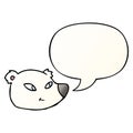 A creative cartoon polar bear face and speech bubble in smooth gradient style Royalty Free Stock Photo