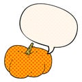 A creative cartoon pumpkin squash and speech bubble in comic book style Royalty Free Stock Photo