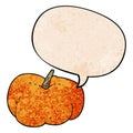 A creative cartoon pumpkin squash and speech bubble in retro texture style Royalty Free Stock Photo