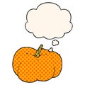 A creative cartoon pumpkin squash and thought bubble in comic book style Royalty Free Stock Photo