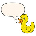 A creative cartoon quacking duck and speech bubble in comic book style Royalty Free Stock Photo