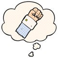 A creative cartoon raised fist and thought bubble in comic book style Royalty Free Stock Photo