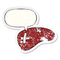 A creative cartoon repaired liver and speech bubble distressed sticker