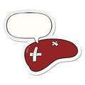 A creative cartoon repaired liver and speech bubble sticker Royalty Free Stock Photo