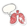 A creative cartoon repaired lungs and speech bubble distressed sticker